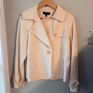 Talbots Cream Double Breasted Wool Mini Trench 10 Large